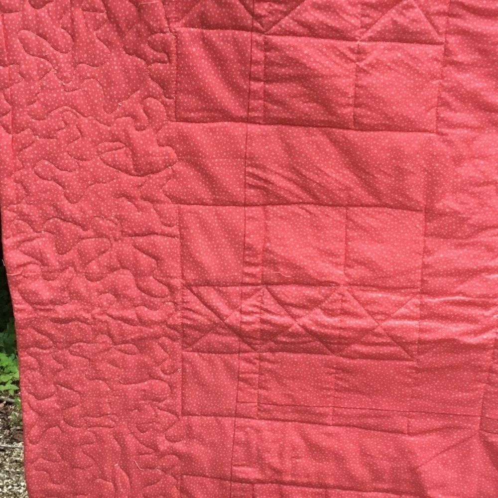 NWT. Hand Crafted Green/Orange/Cream Quilt - Picture 10 of 16
